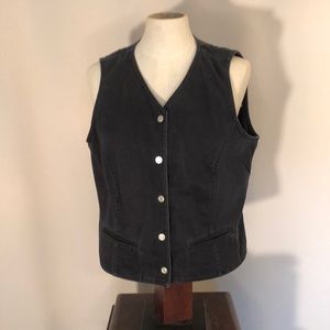 Lizwear by Liz Claiborn black denim vest Sz 10